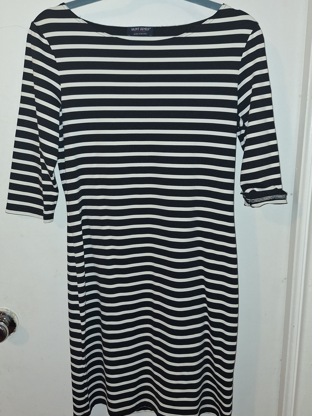 Saint James Black and White Breton Midi Dress